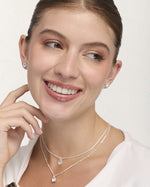 Set Collar + Arete Premium Bañado en Plata Doble Cadena Heart – miniatura 3