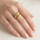 Anillo Acero Espiral Dorado
