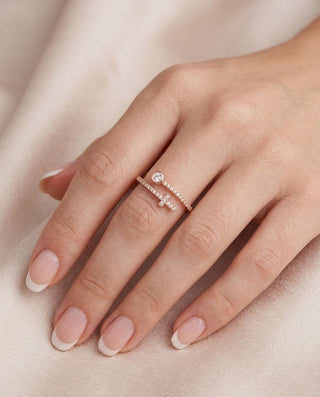 Anillo Bañado en Oro Premium Zircón Dorado