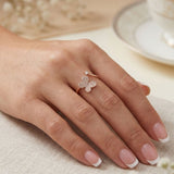 Anillo Bañado en Oro Premium Zircón Regulable Mariposa Dorado