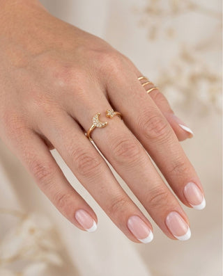 Anillo Bañado en Oro con luna y estrella en zircón