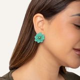Aretes Trendy Flor Verde