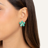 Aretes Trendy Flor Verde