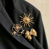 Broche Prendedor Moda Rosa Line Dorado
