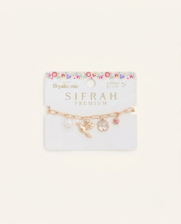 Pulsera Premium Bañado en Oro "Orgullo Mío" Colibrí Dorado