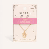 Set Collar + Arete de Acero Inoxidable Angel Dorado