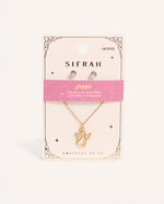 Set Collar + Arete de Acero Inoxidable Angel Dorado
