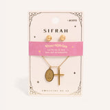 Set Collar + Arete de Acero Inoxidable Cruz Divina Dorado