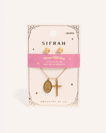 Set Collar + Arete de Acero Inoxidable Cruz Divina Dorado