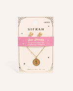Set Collar + Arete de Acero Inoxidable San Benito Dorado